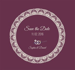 素雅蕾丝花环婚礼邀请卡矢量图